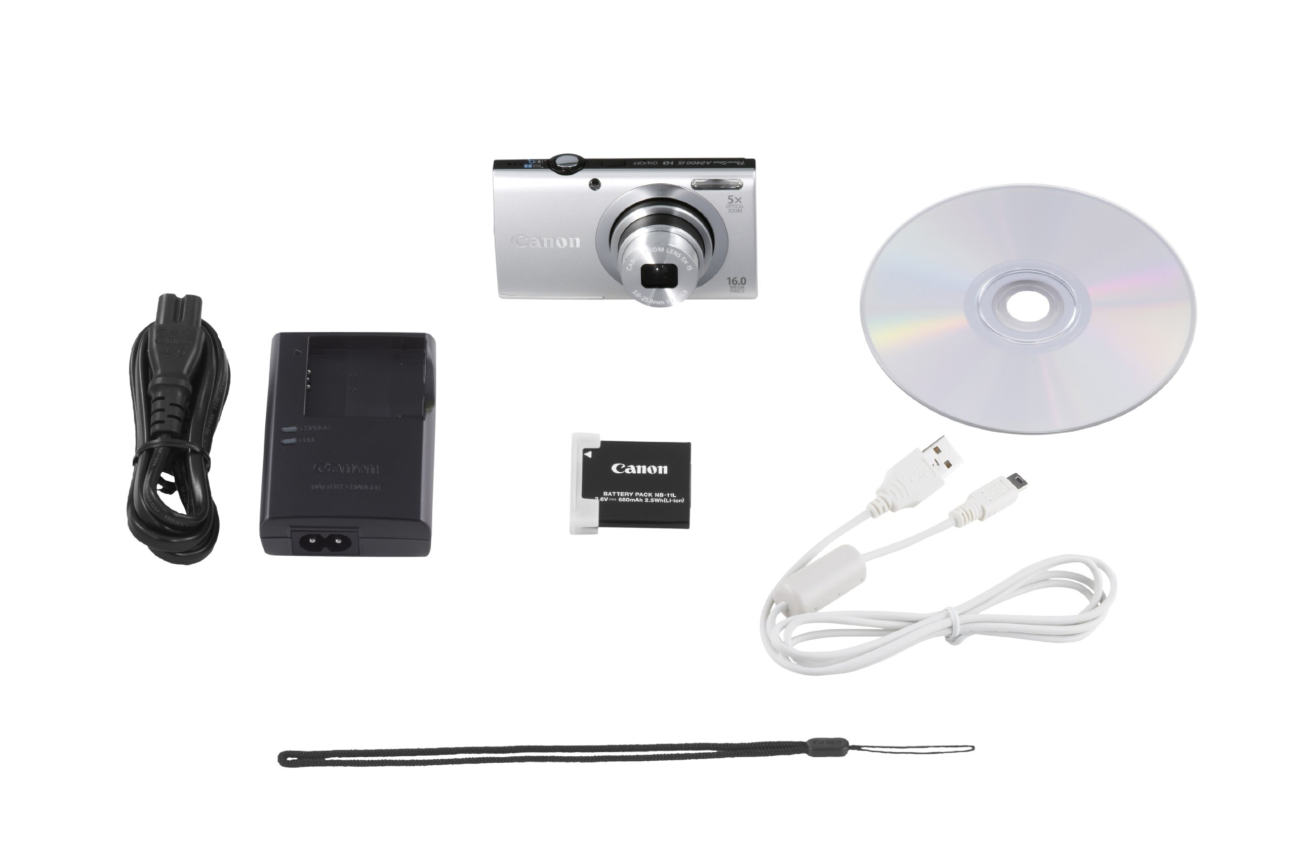 Canon PowerShot A2400 IS Digital Camera - Silver (16.0 MP, 5x